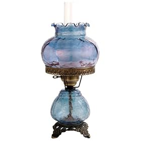 Blue Crackle Student Shade Night Light Hurricane Table Lamp