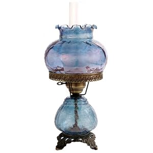 Blue Crackle Student Shade Night Light Hurricane Table Lamp by Universal Lighting and Decor