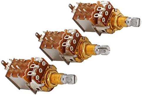 B250k Guitar Control Push Pull Potentiometer With 18mm Gold Plated Shaft Pack Of 3