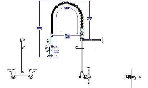 Delta 55C1513 Chrome Commercial Double Handle Pre-Rinse Kitchen Faucet with Ceramic Valve 8