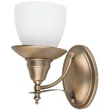 Globe Merlot One-Light Upward Wall Sconce, Antique Brass with Opal White Globe #61743