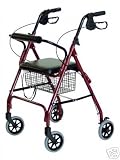4-wheel Foldable Rollator /Folding Rolling Walker (Red)