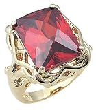 14k Gold Plated 7.94 Carats Red Cz Cocktail Ring