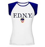 LADIES JUNIOR SLIM-FIT FDNY CAPSLEEVE CREWNECK TOP