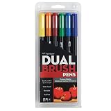 Tombow dual brush pen 6 Color primary set (085014561624)