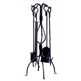 5 Pc Black Wrought Iron Contemporary Fireset by Uniflame