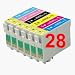 4 Full Sets + 4 Extra Black Inks : 28 High Capacity Compatible Ink Cartridges Multipack T0807 - T0801 T0802 T0803 T0804 T0805 T0806 for Epson Stylus Photo R265 R360 R285 RX560 RX585 RX685 P50 PX650 PX660 PX700W PX710W PX720WD PX800FW PX800FW PX810FW PX820FWD Printers
