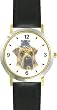 Gray Tabby Kitten on Shar pei JP Dog - WATCHBUDDY&reg; DELUXE TWO-TONE THEME WATCH - Arabic Numbers - Black Leather Strap-Size-Large ( Men's Size or Jumbo Women's Size )