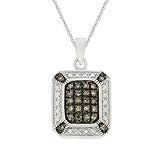 Sterling Silver 1/4ct Champagne Diamond Rectangle Necklace