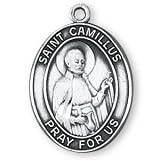 Sterling Silver St Camillus Medal and 24-inch Chain
