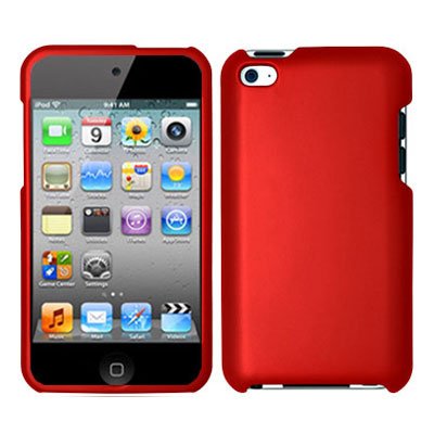 Premium Rubberized Snap-on Hard Crystal Front and Rear Case Cover for Apple iPod Touch 4G, 4th Generation, 4th Gen - red compatible with 8GB / 32GB / 64GB