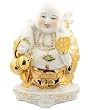 White & Gold Ceramic Happy Buddha Statue