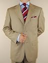 Executive Designer Collection Italian 2 Button 2pc Flat Front Pants Mens Suit Merino Wool Tan / Caramel Stripe