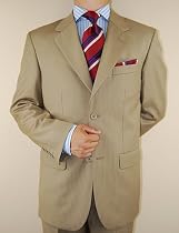 Executive Designer Collection Italian 2 Button 2pc Flat Front Pants Mens Suit Merino Wool Tan / Caramel Stripe