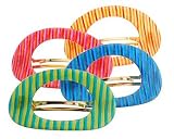 France Luxe Large Cutout Oval Barrette - Brady Stripe