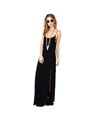 Sexy Scoop Neck Backless Cotton Maxi Dress 