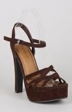 BAMBOO Aileen-21 Platform Strappy Slingback Heel Sandal - Brown