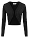 JJ Perfection Women's Solid Woven Open Front Long Sleeve Cropped Cardigan
