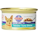 Hill's Science Diet Mature Adult Tender Tuna Dinner Chunks and Gravy Cat Food Can, 2.9-Ounce, 24-Pack