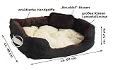 12690 Tierbett Braun Lammfellimitat ca. 60x48x17cm mit Innenkissen + Schmusekissen + Pipi-Schutz-Unterlage