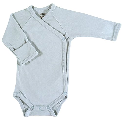 Mini Apple Tree Unisex-Baby Organic Long Sleeve Kimono Bodysuit Baby Blue 0-3 Months