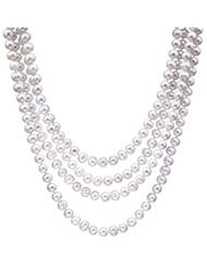 HinsonGayle Handpicked Ultra-Iridescent 8.5-9.0mm White Circlé Baroque Cultured Pearl Rope Necklace (DIVA Collection, 82")