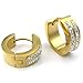 KONOV Mens Cubic Zirconia Stainless Steel Stud Huggie Hoop Earrings Set, Gold