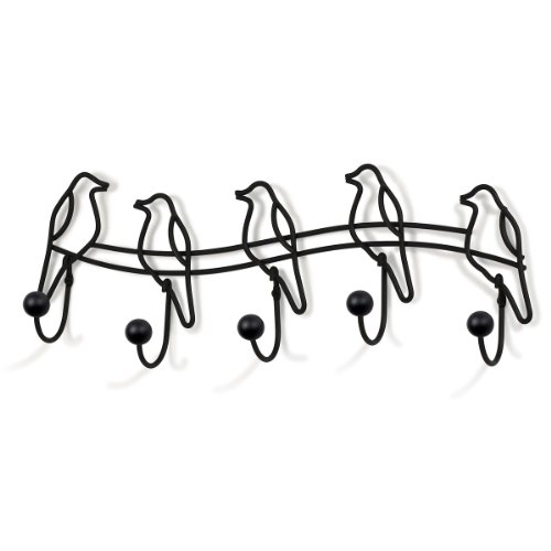 Image of Spectrum 87910 Tweet Wall Mount 5-Hook Coat Rack, Black