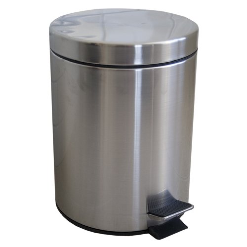 Splash Home 5 Liter Wastebasket/Recycling Bin, Satin Nickel