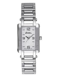 Harley-Davidson&reg; Bulova Women's Watch, rectangular patterned dial with Harley Logo, 76L28