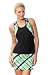 Grass Court: Venus Tennis Tank: black w/ green plaid Trim
