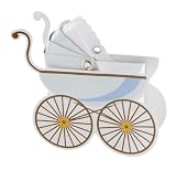 Kate Aspen Classic Pram Favor Boxes with Unique Expandable Bonnets - Set of 24, Blue