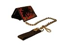 Black Leather Trucker Flame Wallet with Silver Chain