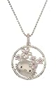 Hello Kitty by Kimora Lee Simmons: Small "Kabuki" Hello Kitty 18k Yellow Gold w/ Sterling Silver Medallion Pink Sapphire & Diamond Accent Pendant, 18"