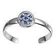 Sterling Silver Fashion Toe Ring - Floral with Blue Sapphire CZ - 2mm Band Width