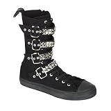 Demonia Men's DEVIANT-203, Canvas 4 Buckle Calf Sneaker Boot