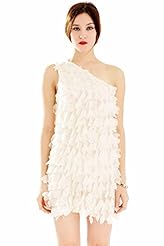 One Shoulder Sheer Polyester Evening Dress/Prom Dress/Wedding Party Dress 