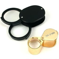 5X 10X Dual Gold Jewelers Loupe 21mm Magnifying Glass
