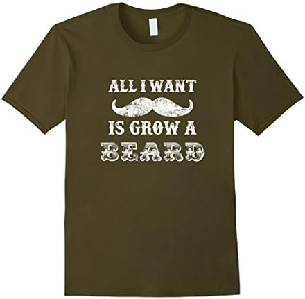 Men's Men's All I want is Grow a Beard t-shirt white print XL Olive