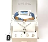 Pierre Cardin - PCJ4131LSU - Montre Femme - Quartz analogique - Bracelet en Cuir bleu - Boucles d'oreilles et Pendentif offerts - Boite assortie
