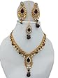 India Jewelry Set Gold Tone Red Kundan Polki Necklace Earrings