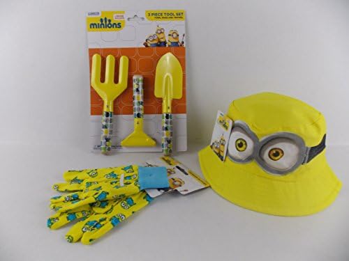 Minions Sun Hat, Gloves, and 3pc Tool Set Bundle