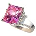Silver Ring - Large Pink Cubic Zirconia Baguette Sterling Silver Ring