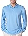 UltraClub Men's Long Sleeve Mesh Performance Polo Shirt, Columbia Blue, Large