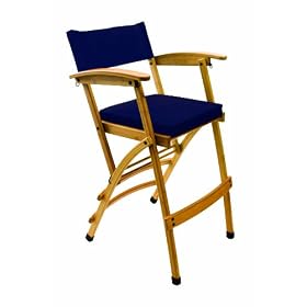 Hollywood Chairs Deluxe Bamboo Director Chair, 32-Inch, Navy Cushion by Hollywood Chairs