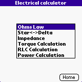 Electrical Calculator for Palm downloadable Software