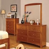 Bedford Six Drawer Dresser and Mirror Set in Oak