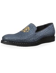 Shoes: Roberto Cavalli Mens English Casual Slip-On, Blue, 43 M EU/10 M US - Roberto Cavalli