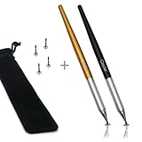 Ciscle ディスクスタイラスペン ２本組 タッチペン 細い 極細 【交換用ディスクペン先４個付き】iPhone iPad Samsung Android スマホ タブレット 全てのタッチスクリーンデバイスに適用 (ゴールド + ブラック)