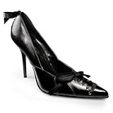 MILAN-07, 4 1/2 Leather Pump With Corset Lacing Detail by Pleaser